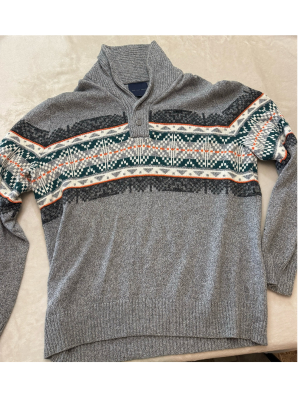 Men's American Eagle button Up Sweater Grey XXL